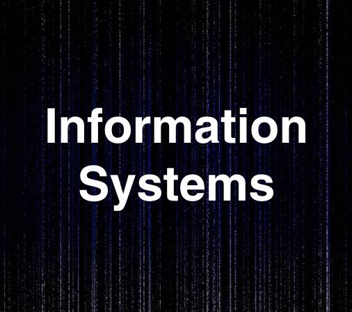 Information Systems text on a dark, data-inspired background.